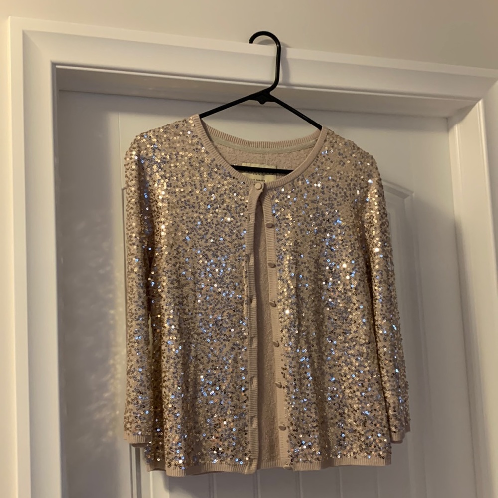 Sanctuary cardigan cropped sleeves. Sequins. Never worn.